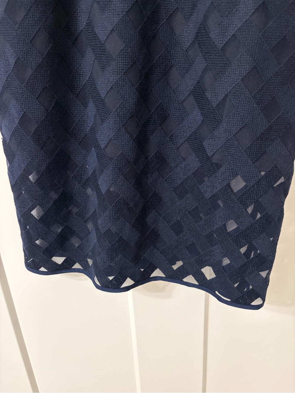 NEW Milly Navy Lattice Overlay Dress w/ Sweetheart Neckline Sz 6 - Picture 6 of 10